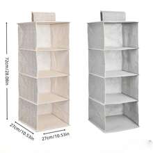 3/4/5 Tier Hanging Closet Organizer Rack, Space Saving, Foldable - Grey - View 9