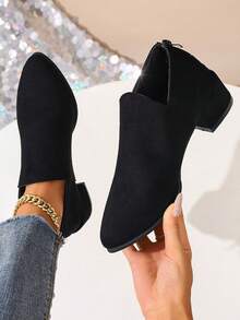 Tacones altos negros para mujer, zapatos de vestir cómodos con cierre de cremallera, tacón grueso y punta puntiaguda, versátiles para primavera/otoño, adecuados para uso en la oficina y vestidos
