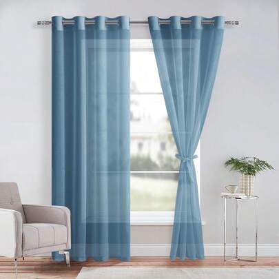 DWCN 2 Panels Voile Vorhänge mit Augen Transparent Voile Polyester Augen Vorhang Transparent für Wohnzimmer und Schlafzimmer