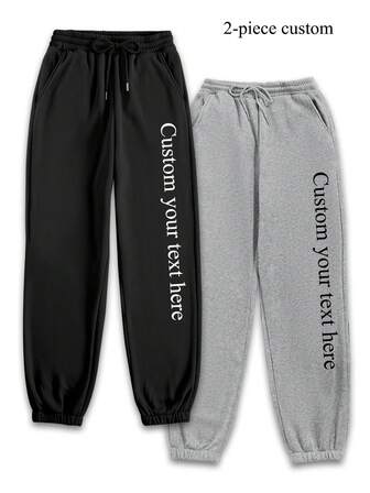 Pantalon de sport 2 pièces mode automne et hiver, survêtement personnalisé avec photo, personnalisation de texte au choix (texte, phrases, noms, anniversaires, etc.), choix de polices et couleurs préférées, concevez votre propre pantalon de jogging personnalisé avec cordon de serrage