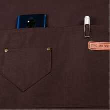 Waterproof Apron With Large Pocket And Adjustable Shoulder Straps Unisex For Coffee And Kitchen - Brown - View 3
