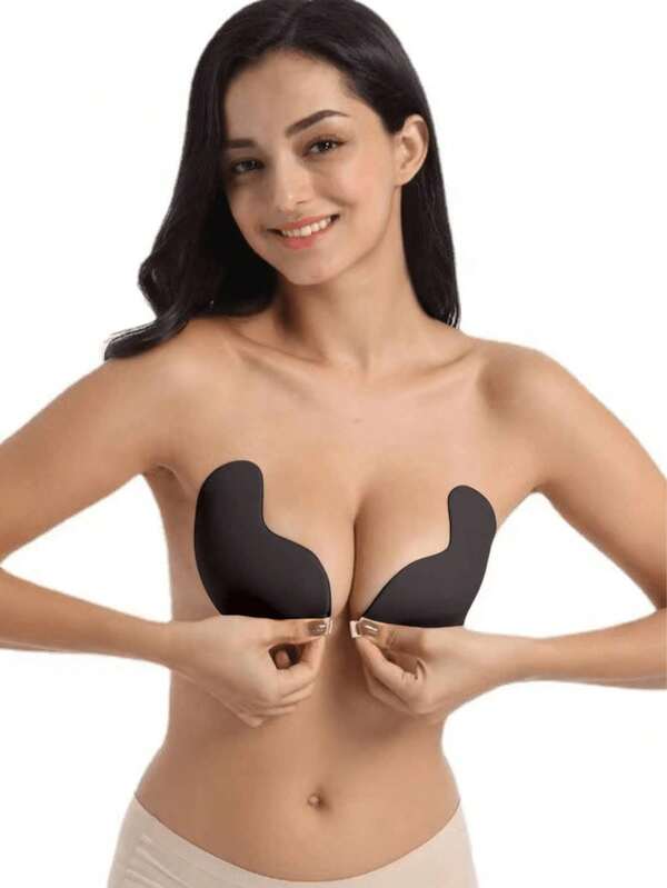 1 Pair Of Invisible Adhesive Silicone Backless Push Up Bra Cups Invisible Cleavage Enhancer For Women, Breathable Adhesive Bra Petals For Deep V Dresses And Backless Clothing