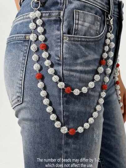 1 pieza Cadena corporal de moda estilo hip-hop con colgante de bola de cristal colgante, accesorio de joyería corporal hecho a mano y versátil