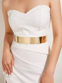 4厘米优雅简约金色女士腰链，适合日常佩戴、派对、度假、送礼、工作、婚礼、婚纱等场合，也是时尚配饰的理想之选。 - 金色 - 查看 8