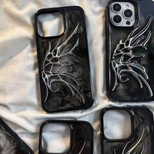 Hình dán Cthulhu tự làm, hiệu ứng chuyển màu 3D trong suốt, phong cách Gothic Punk cổ điển, họa tiết xương cá lập thể, phù hợp với ốp điện thoại 15 inch, phụ kiện không thể thiếu cho những người dẫn đầu xu hướng, phù hợp với điện thoại 17, 16, 14, 13, 12, 11 inch. - Bạc - Xem 5