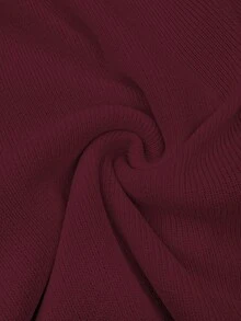 复古时尚金属纽扣前开纯色长袖圆领薄开衫，修身优雅简约休闲针织毛衣，适合女士，春秋冬 - 酒紅色 - 查看 7