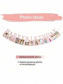 1套生日快乐相框横幅，生日派对用品生日快乐横幅 - 彩色 - 查看 8