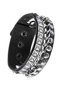 1/3/6/9 件黑色 PU 皮革手链，酷摇滚风格可调节铆钉朋克风格手链，男式/女式腕带，可能存在轻微色差，请以实际收到的产品为准 - 黑色 - 查看 5