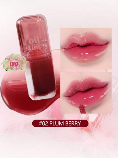 ETUDE Dear Darling Oil Tint 02 梅子莓，高效保湿润唇油，令双唇柔滑水润，不粘腻，适合干唇，保湿亮泽唇彩，韩国化妆品，4.2克/0.14盎司。