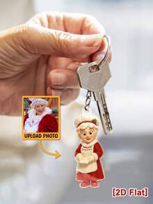 Customized 2D Christmas-Themed Character Model With Santa Hat, Rendered Based On Uploaded Photo, Personalized Keychain Gift For Family And Friends - As Shown - View 7