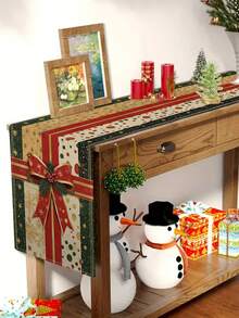 1 pieza Camino de mesa con lazo navideño, Camino de mesa decorativo navideño, Camino de mesa tipo lino navideño, Camino de mesa, Camino de mesa, 1 pieza Camino de mesa, 4 piezas Individuales, 1 pieza Funda de cojín (Relleno no incluido), 3 productos disponibles, Decoración del hogar de temporada para interiores y exteriores, Suministros para fiestas de Navidad, Decoración navideña para el hogar, Decoración navideña para la habitación, Decoraciones para fiestas de Navidad - Multicolor - Ver 3