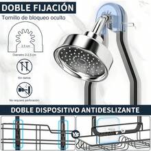 Organizador de Ducha Colgante para Baño, Estante de Ducha de 3 Niveles Con Ganchos y Cesta paraón, Sin Taladrar para Baño, Ducha - 1 - Ver 4