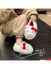 Sanrio نعال قطنية مبطنة بالكامل بشكل كيوت لشخصية هالو كيتي من سانريو، مناسبة للنساء في فصل الخريف والشتاء للاستخدام الخارجي والداخلي، مانعة للانزلاق، أحذية منزلية دافئة، إكسسوار ضروري لكل امرأة، (قد يتم شحن أنماط عشوائية)، ضروريات العطلات، الخريف، ، عيد الميلاد، الكرنفال، اليوم الوطني، الخريف، عيد الاستقلال