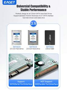 6.35cm HDD Enclosure, Micro-B To USB 3.0 Adapter, SATA III 5Gbps Solid State Hard Drive Case (No HDD Or SSD Included), Tool-Free Hard Drive Enclosure, Plug And Play Ready With UASP