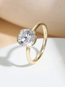 AETOLIA 1Ct 6*6mm Round Cut 9A Cubic Zirconia Solitaire Ring For Women, Solid 925 Sterling Silver Minimalist Engagement Ring, Anniversary & Valentine's Gift