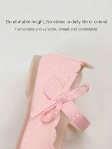 1 Đôi giày bệt Mary Jane màu trơn đơn giản thời trang trang trí nơ cho bé gái, thích hợp cho hoạt động ngoài trời, mọi mùa - Hồng - Xem 8