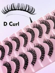 Rikuaild 10 Pairs Full Set False Eyelashes, Russian Style Strip Lashes, D Curl Transparent Band Lashes, Thick & Fluffy Natural Look Lashes, Volumizing Lashes, Travel Makeup Essential, Reusable, Thick & Voluminous Lash Makeup - 俄羅斯條狀假睫毛 - 查看 4