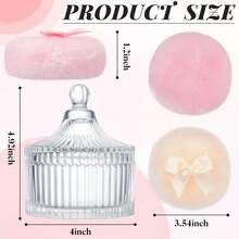 Clear Ribbed Glass Vanity Jar With Lid & Fluffy Powder Puffs, Luxury Victorian Style Container For Makeup & Trinkets, Elegant Decorative Box For Bathroom ,Elegant Ribbed Decorative Container For Loose Body Powder, Classic Vanity Jar For Bathroom Dressing Table, Ideal Makeup Storage Gift For Women,Powder Puff Jar,Cosmetics Storage Box, Bathroom Accessories, Valentine's Day Gifts