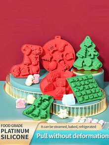 Moules en silicone de Noël, moule de cuisson de grande taille pour mini-gâteaux, savon fait main, chocolat, gelée, bonbons et bougies, avec moule en silicone en forme d'arbre de Noël, Père Noël, bonhomme de neige. Décorations de Noël, Cadeaux de Noël