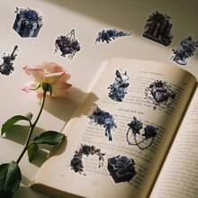 50 Stücke Transparente wasserfeste Aufkleber in Dunkelrosa Serie, geeignet für Wasserflaschen, Notizbücher, Gepäck, Handy, ideal als Partypreise, Geschenke zu Feiertagen/Geburtstagen