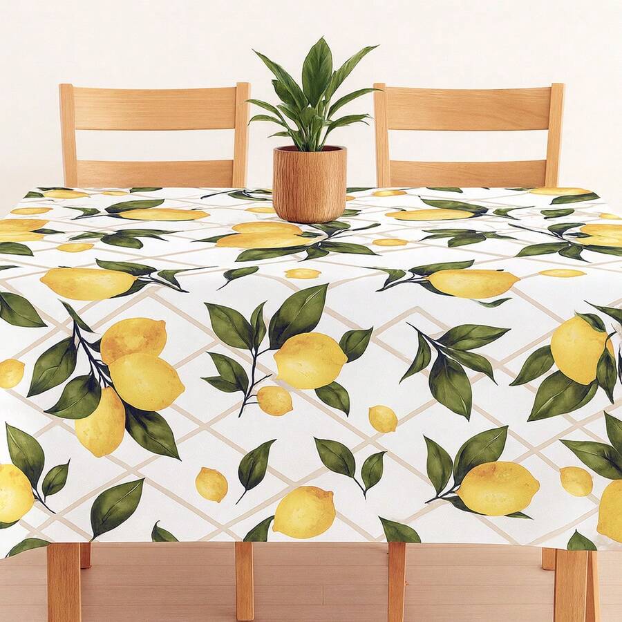 Oxford Printed Hemmed Tablecloth For 4, 6, Or 8 Rectangular Kitchen Dining Chairs - Little Lemons - View 1
