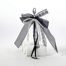 1 件仿珍珠蝴蝶结钥匙扣、包袋配件、独特手机壳串珠饰物、简约蝴蝶结设计优雅锌合金四季汽车配件包袋饰物学院风可爱哥特 Y2k 包袋挂绳带身份证夹汽车配件包袋饰物 - 黑色 - 查看 7