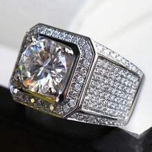 European And American Fashion Ring Domineering Men's Style Diamond Ring Full Diamond Micro Inlay Hand Jewelry - Bạc - Xem 2