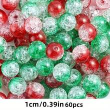 120/60pcs 8/10mm Acrylic Christmas Beads Mix Festive Red & Green Loose For DIY Jewelry Making