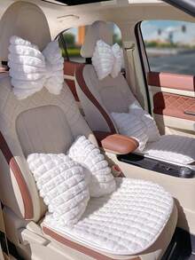 YITUMU Cuscino poggiatesta per auto - Morbido design a fiocco in peluche, cuscino invernale confortevole per sedile auto, cuscino di protezione per il collo, disponibile in più colori