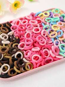 300pcs Girls' Damage-Free Hair Accessories - Colorful Basic Scrunchies & Hair Ties, Essential Ponytail Holders - Nhiều màu 3 - Xem 3