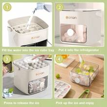 1pc Easy Release Ice Cube Tray, One-Touch Pressure Ice Maker Mold, Home Use Ice Block Storage Mold (48-Grid Ice) - White - View 5