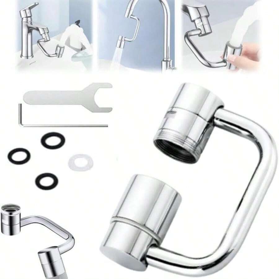 Rotatable Faucet Aerator Extension - For Effortless, All-Angle Control, Rotating Swivel Faucet Aerator Extender, Kitchen Bathroom Sink Faucets Sprayer Attachment With 2 Mode Splash(1PC) - 1440° Rotatable - View 1
