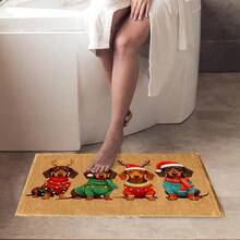 1pc Christmas Pet Pattern Printed Floor Mat, Christmas Dog Imitation Wool Carpet, Strong Water Absorption, Easy To Clean, Suitable For Home Decoration, Farmhouse, Porch, Indoor, Room Decoration, Kitchen, Restaurant, Small Office/Home Office, Sink, Laundry Room, Floor Mat, Kitchen Mat, Non-Slip Mat.