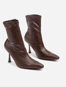 Botas femininas Fashion Vices com salto justo - Castanho - Ver 5