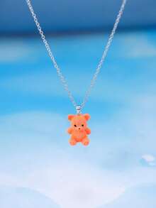 Uroczy naszyjnik z wisiorkiem w kształcie misia z kreskówki, kreatywna biżuteria dla studentów, naszyjnik w stylu hip-hopowym.