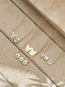 1pc Personalized 1-4 Pet Engraved Cat Dog Portrait Necklace, Gold Plated Stainless Steel Thin Chain, Pet Mom Style - Gold - View 9