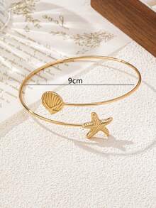 1 Pc Starfish Shell Wrap Design Upper Arm Cuff Arm Bangle Women Sea Beach Style Arm Band