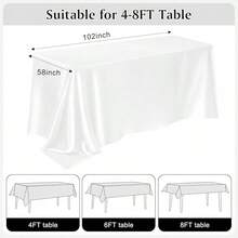 4 khăn trải bàn hình chữ nhật bằng vải satin kích thước 58 x 102 inch, chống bẩn và nhăn, có thể giặt được, vải mịn, khăn trải bàn bằng vải satin bóng thích hợp cho bàn ăn, đám cưới, sự kiện tiệc tùng (màu vàng hồng) - trắng - Xem 4