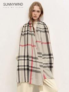 1pc Women's Plaid Polyester Elegant Scarf, Suitable For Daily Wear And Parties - Grey - View 2