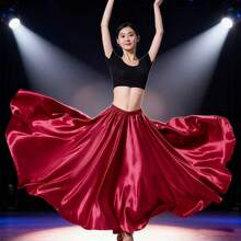 1 szt Burgudnia Panie 95CM Satyna Maks Spódnica midi Długi Sukienki Elastyczny pas Dla Taniec brzucha Przyjęcie księżniczki Cosplay Tańczenie Spódnice