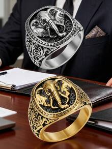 MONALLY 1pc 18K Gold Plated Stainless Steel Eagle Men's Ring, Perfect For Parties, Banquets & Nightclubs Jewelry Gift - Ring - View 7