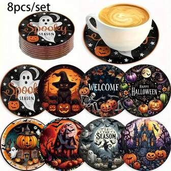 8 Stücke/Set Holzuntersetzer, geeignet für verschiedene gewerbliche Räume, Wohnzimmer, Küche, Esszimmer, als Geschenk, 1 Set mit 8 Stücke, 200 Sets mit 1600 Stück