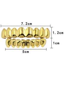 1 Set de Dientes Grillz de Metal Liso de 8 Dientes, Accesorio de Cosplay de Etapa Unisex
