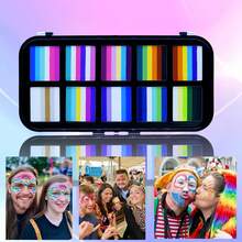 Paleta de 57 colores solubles en agua para pintura facial y corporal con 10 ranuras, fácil de aplicar y limpiar, incluye 1 pincel, adecuada para Halloween, cosplay, fiestas artísticas, maquillaje de escenario, carnaval