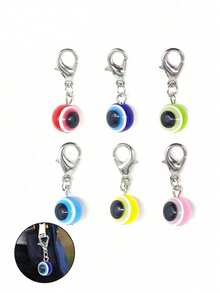 5个蓝色邪眼钥匙扣护身符幸运合金钥匙圈包包挂件汽车钥匙链装饰，是送给朋友、同学、情侣和家人的理想礼物 - 藍色 - 查看 7