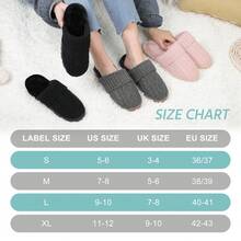 Womens Comfy Fuzzy Knitted Home Slippers Memory Foam   House Shoes - Black - View 6