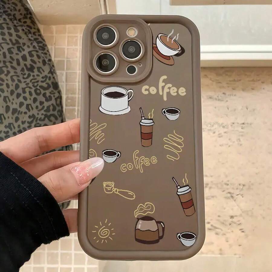 A Brown TPU Full-Body Shockproof Phone Case Featuring A Coffee Cup Design, Suitable For The Galaxy Series. It Offers Comprehensive Protection And Is A Stylish Option, Making It An Ideal Gift Choice.,Suitable For IPhone17 Air - Coffee Brown - View 1