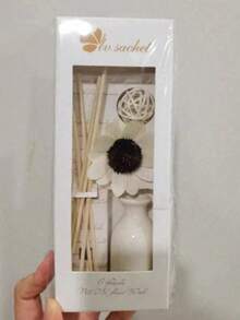 Flameless Home Fragrance Diffuser Set, (1 Bottle Fragrance Oil + 1 Ceramic Bottle + 5 Rattan Diffuser Sticks + 1 Rattan Ball + Dried Flowers) Long-Lasting Scent For Bedroom, Study, Bathroom, Living Room - Multicolor - View 5