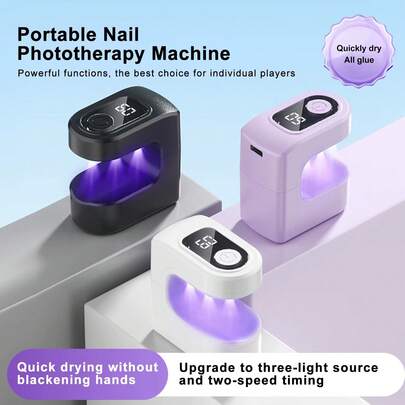 1pc Rechargeable 300mAh Mini Nail Dryer Quick Dry Gel Polishing Nail Lamp With LED Display And 30/60S Timer Convenient USB Nail Lamp Curing Tool