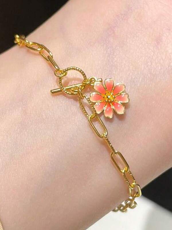 1 pieza Nuevo brazalete con hebilla de flor de galsang de estilo chino elegante para mujeres, diseño único y personalizado, con un toque de lujo, adecuado para regalos, fiestas, vacaciones, uso casual y formal, uso diario, días festivos